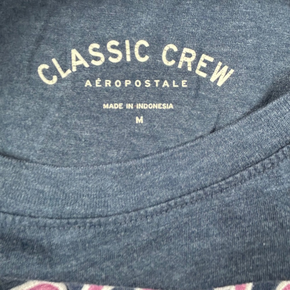 Aeropostale Womens Classic Crew T-Shirt Navy Blue Aero 1987 NYC Graphic Size M - Picture 4 of 5